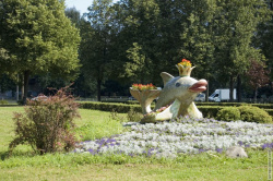 клумба - рыбка в саду Нева